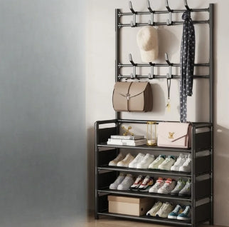 Shoe Organizer Shelf with Coat Rack