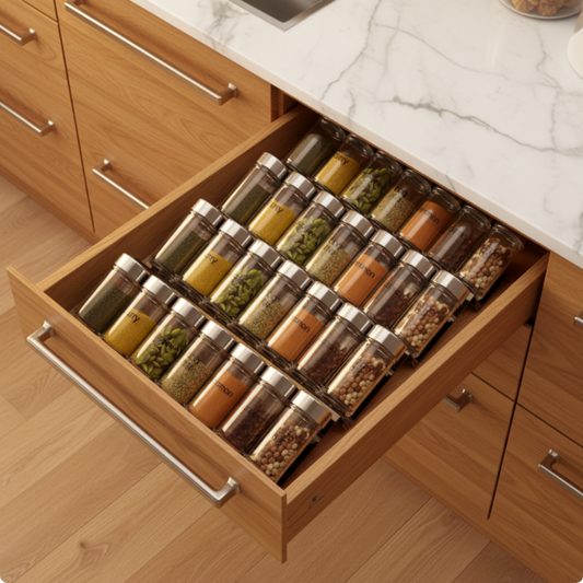 4 Tier Acrylic Drawer Organizer Transparent  — Kitchen Drawer Organizer for Spices  Pantry Organizer Spice Drawer Organizer  for Small Jars