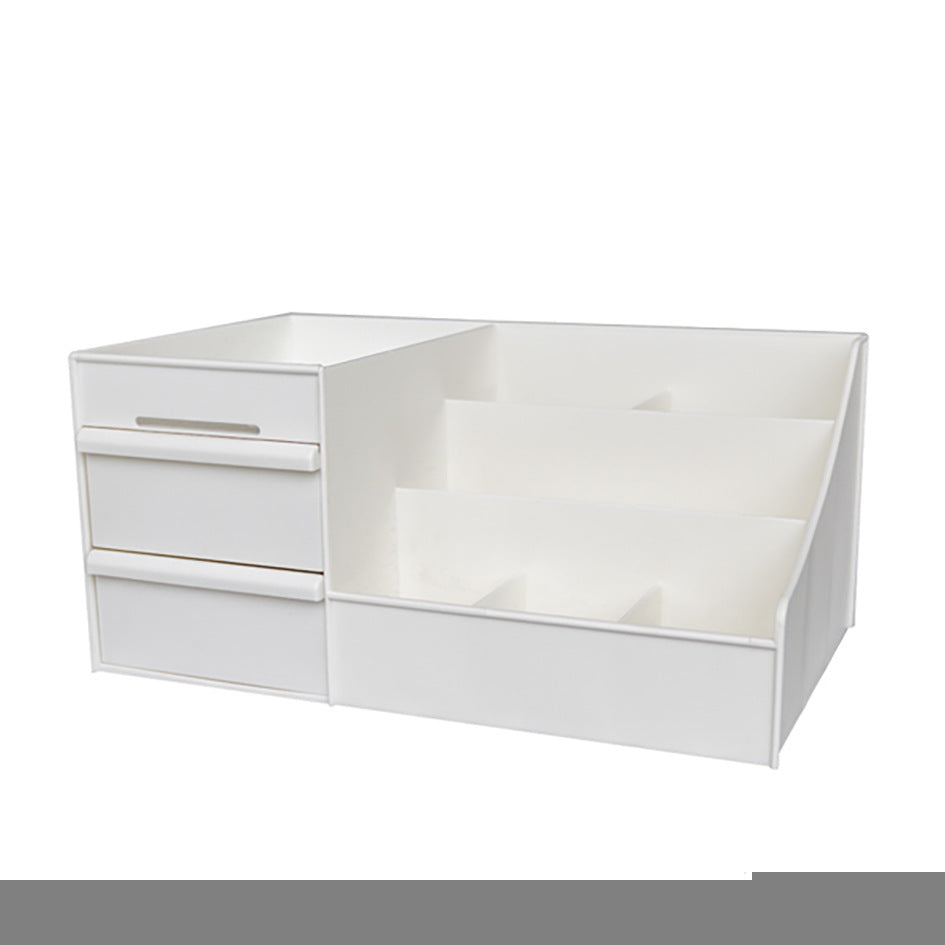 Large Makeup Organizer with Storage Box  and Drawer — Vanity Cosmetic Storage for  Dresser Bathroom Counter — White Green Pink