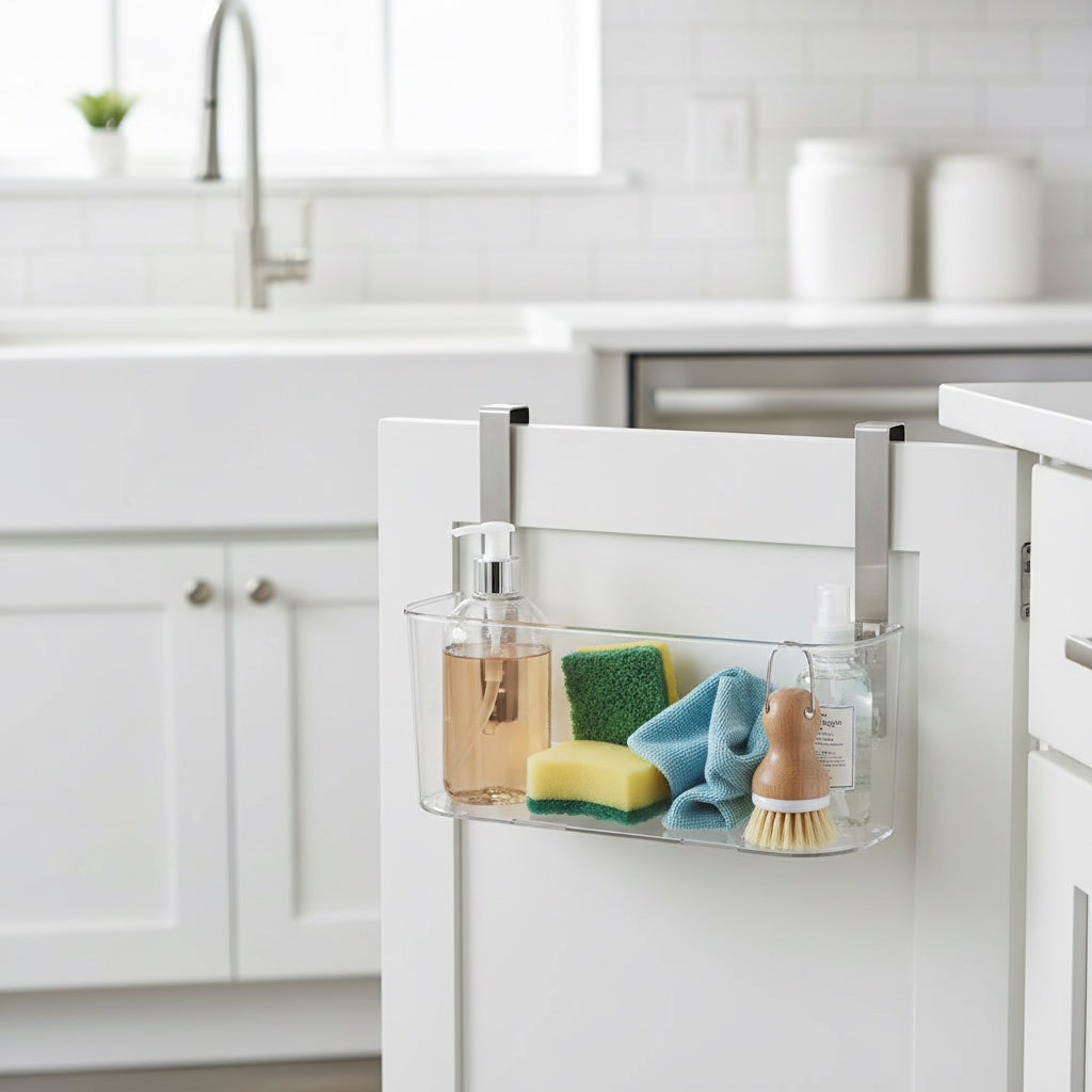 Cabinet Door Organizer Rack for Kitchen  — Over Cabinet Door Spice Rack Storage —  Pantry Door Organizer No Installation  Required