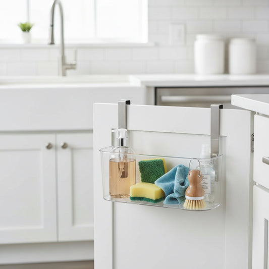 Cabinet Door Organizer Rack for Kitchen  — Over Cabinet Door Spice Rack Storage —  Pantry Door Organizer No Installation  Required