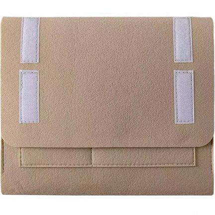 Bedside Hanging Bag Organizer — Phone  Remote Book Storage Caddy for Bed Frame  — Felt Bedside Pocket Organizer Beige Grey
